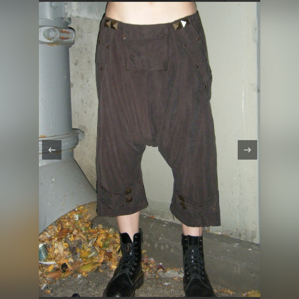 Men's Brown Drop-Crotch Pants by Evan Walker